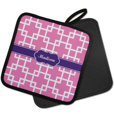 Linked Squares Pot Holder w/ Name or Text