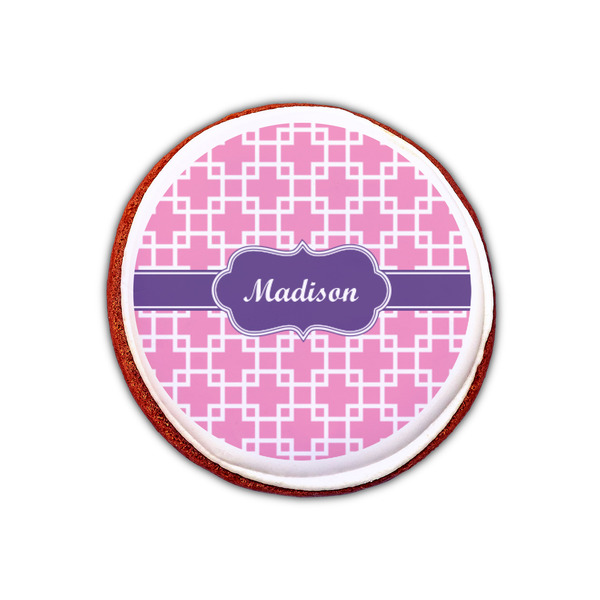 Linked Squares Printed Icing Circle - XSmall - On Cookie