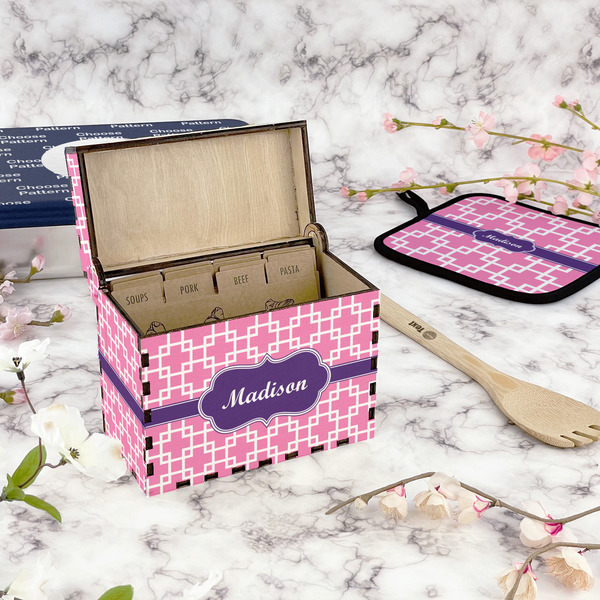 Linked Squares Recipe Box - Full Color - In Context