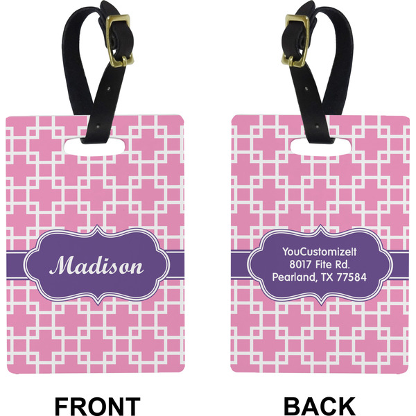 Linked Squares Rectangle Luggage Tag (Front + Back)