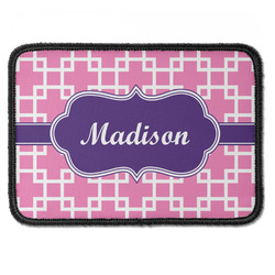 Linked Squares Iron On Rectangle Patch w/ Name or Text