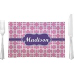 Linked Squares Rectangular Glass Lunch / Dinner Plate - Single or Set (Personalized)