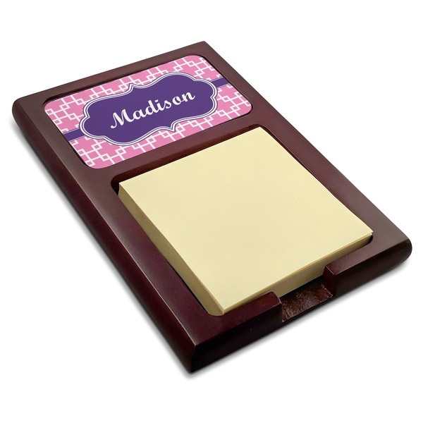 Custom Linked Squares Red Mahogany Sticky Note Holder (Personalized)