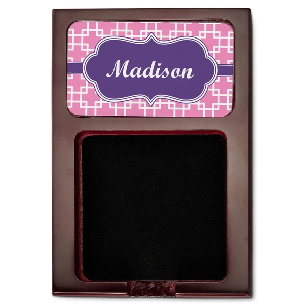 Linked Squares Red Mahogany Sticky Note Holder - Flat