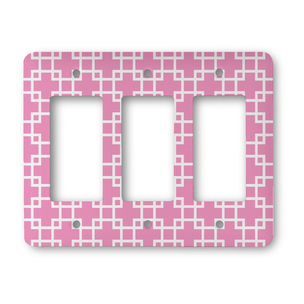 Custom Linked Squares Rocker Style Light Switch Cover - Three Switch