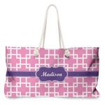 Linked Squares Large Tote Bag with Rope Handles (Personalized)