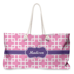 Linked Squares Large Tote Bag with Rope Handles (Personalized)