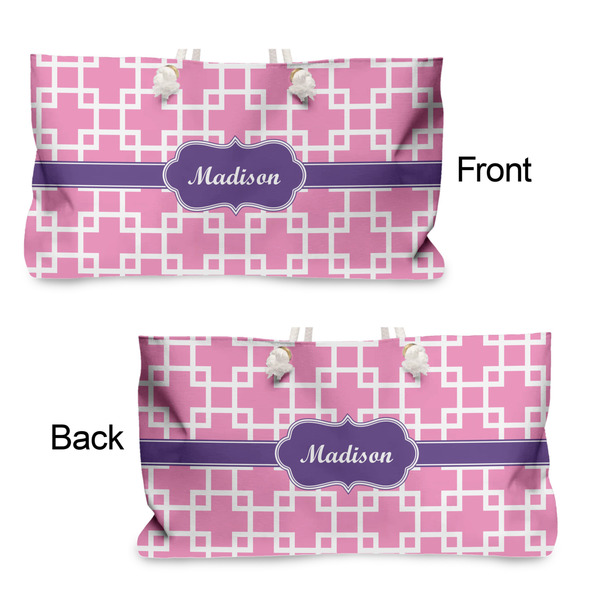 Linked Squares Large Rope Tote - From & Back View