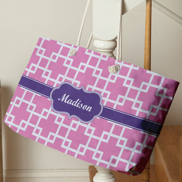 Linked Squares Large Rope Tote - Life Style