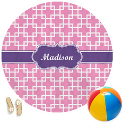 Linked Squares Round Beach Towel (Personalized)