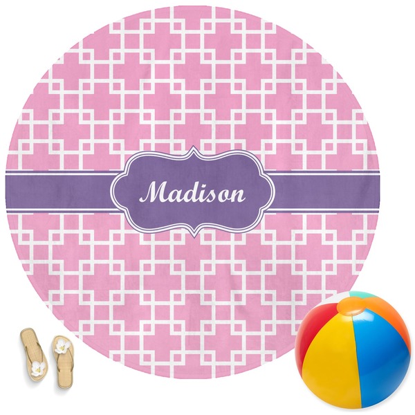Custom Linked Squares Round Beach Towel (Personalized)