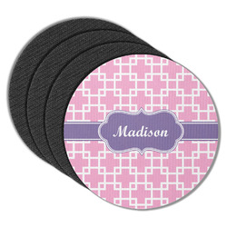 Linked Squares Round Rubber Backed Coasters - Set of 4 (Personalized)