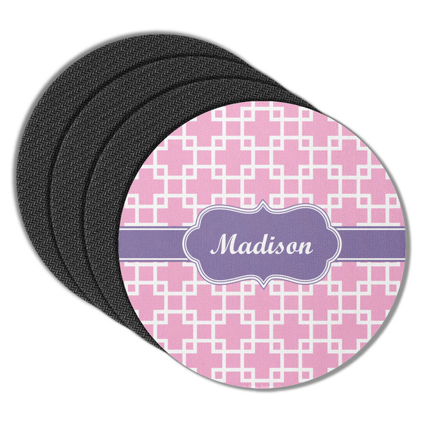 Linked Squares Round Coaster Rubber Back - Main