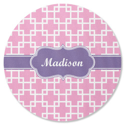 Linked Squares Round Rubber Backed Coaster (Personalized)