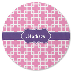 Linked Squares Round Rubber Backed Coaster (Personalized)
