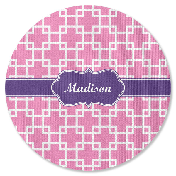 Linked Squares Round Coaster Rubber Back - Single