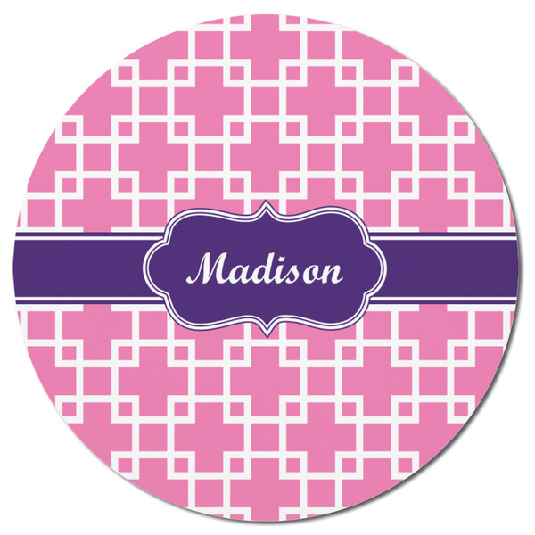 Linked Squares Round Fridge Magnet - FRONT