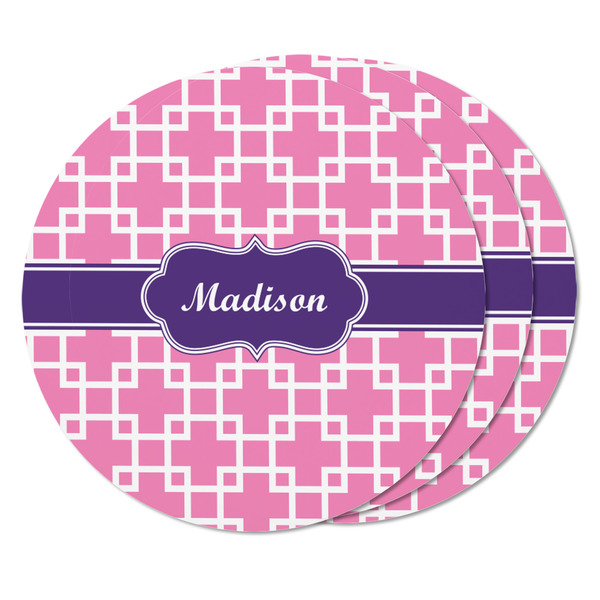 Linked Squares Round Fridge Magnet - THREE