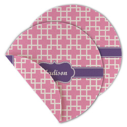 Linked Squares Round Linen Placemat - Double Sided (Personalized)