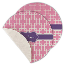 Linked Squares Round Linen Placemat - Single Sided - Set of 4 (Personalized)