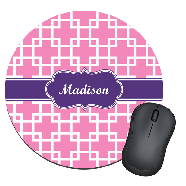 Custom Linked Squares Round Mouse Pad (Personalized)