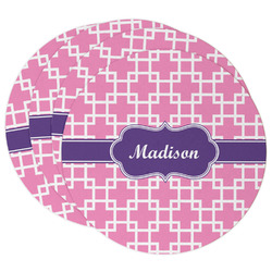 Linked Squares Round Paper Coasters w/ Name or Text