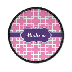 Linked Squares Iron On Round Patch w/ Name or Text