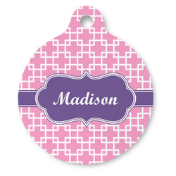Linked Squares Round Pet ID Tag - Large (Personalized)