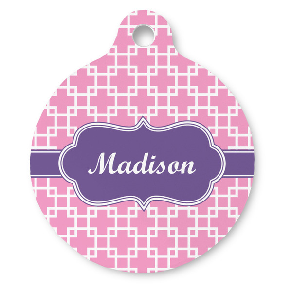 Custom Linked Squares Round Pet ID Tag - Large (Personalized)