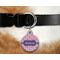 Linked Squares Round Pet Tag on Collar & Dog