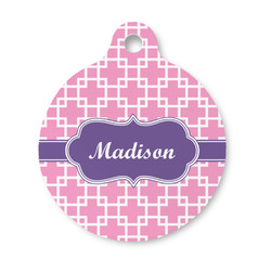 Linked Squares Round Pet ID Tag - Small (Personalized)