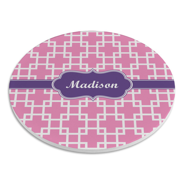 Linked Squares Round Stone Trivet - Angle View