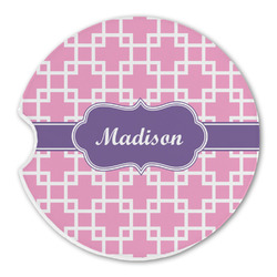Linked Squares Sandstone Car Coaster - Single (Personalized)