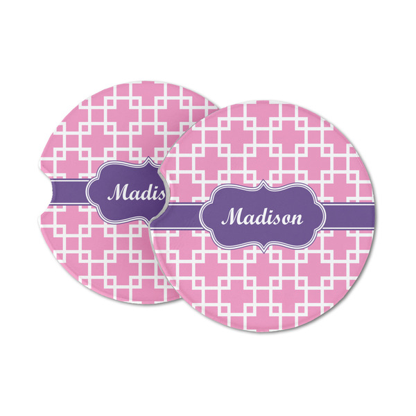 Custom Linked Squares Sandstone Car Coasters (Personalized)