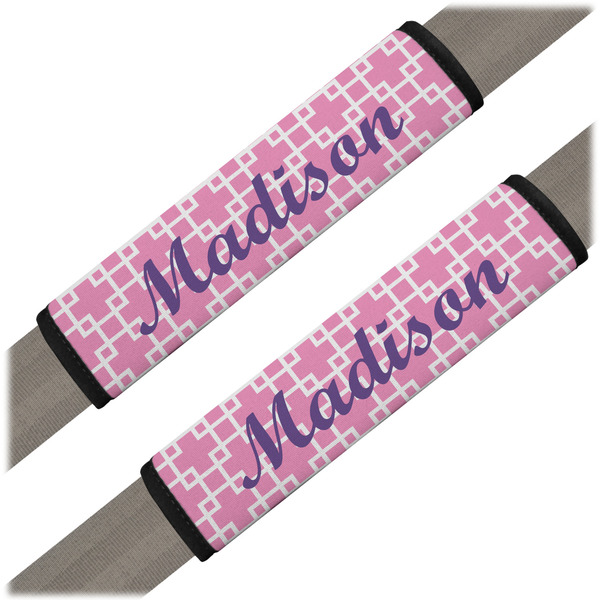Custom Linked Squares Seat Belt Covers (Set of 2) (Personalized)