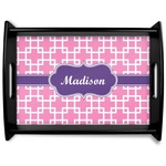 Linked Squares Black Wooden Tray - Large (Personalized)