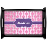 Linked Squares Black Wooden Tray - Small (Personalized)