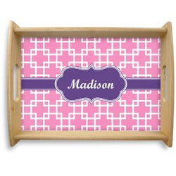 Linked Squares Natural Wooden Tray - Large (Personalized)