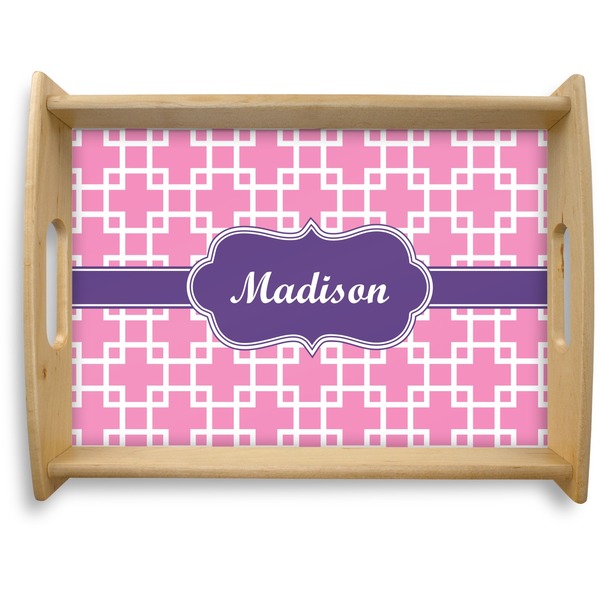 Custom Linked Squares Natural Wooden Tray - Large (Personalized)