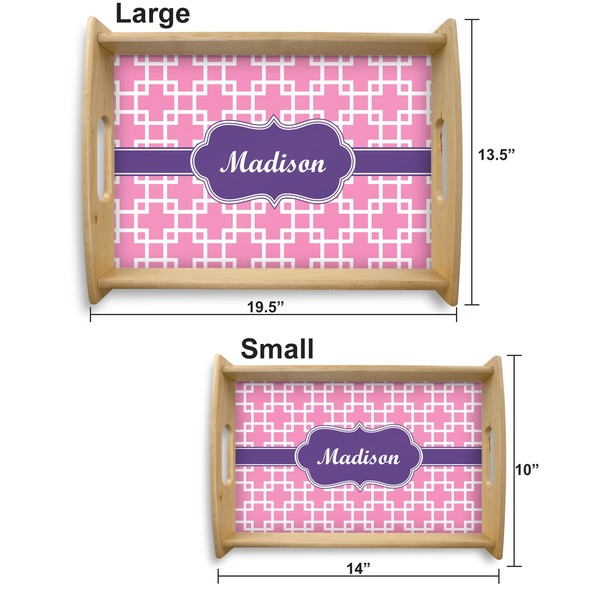 Linked Squares Serving Tray Wood Sizes
