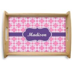 Linked Squares Natural Wooden Tray - Small (Personalized)