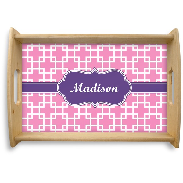 Custom Linked Squares Natural Wooden Tray - Small (Personalized)