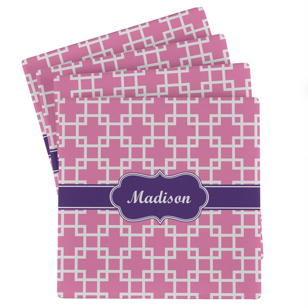 Custom Linked Squares Absorbent Stone Coasters - Set of 4 (Personalized)