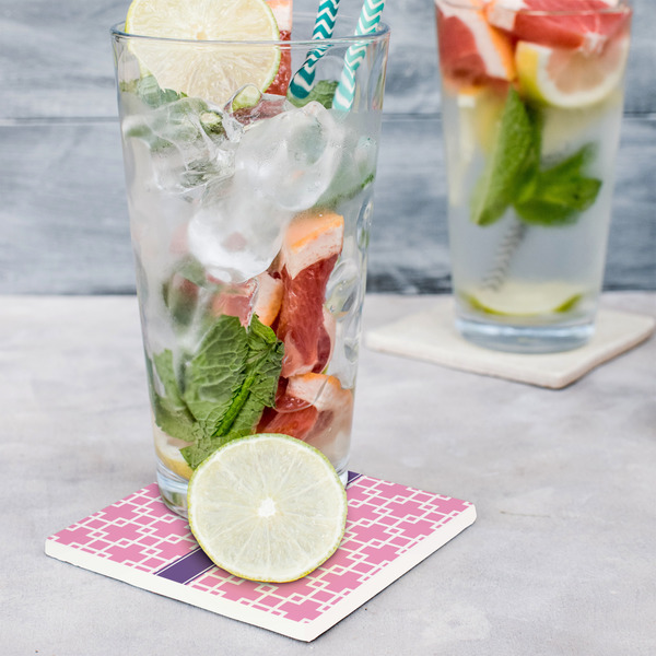 Linked Squares Set of 4 Stone Coasters - In Context View