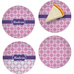 Linked Squares Set of 4 Glass Appetizer / Dessert Plate 8" (Personalized)