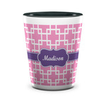 Linked Squares Ceramic Shot Glass - 1.5 oz - Two Tone - Single (Personalized)