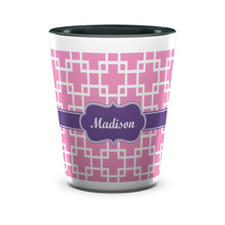 Linked Squares Ceramic Shot Glass - 1.5 oz - Two Tone - Set of 4 (Personalized)