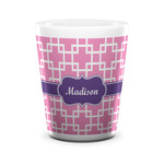 Linked Squares Ceramic Shot Glass - 1.5 oz - White - Set of 4 (Personalized)