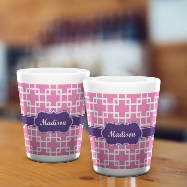 Linked Squares Shot Glass - White - LIFESTYLE