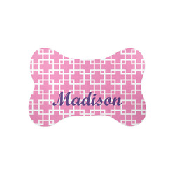 Linked Squares Bone Shaped Dog Food Mat (Small) (Personalized)